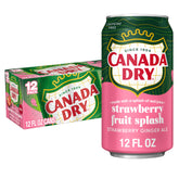 Canada Dry Fruit Splash Strawberry Ginger Ale can closeup with real juice flavor