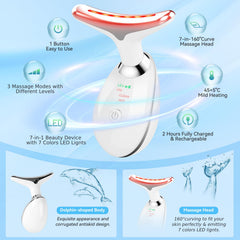 Candio massager with 7-color panel illustrating customizable facial and neck massage options