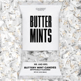 Candy Envy Mr. Mrs. Buttermints bag showing melt-in-your-mouth texture for wedding receptions