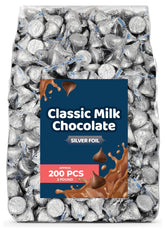 Candylish milk chocolate in silver wraps, ideal for gifting and dessert displays.