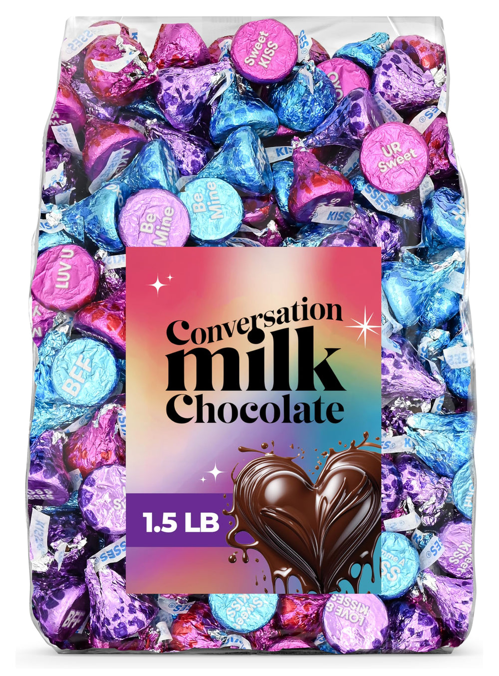 Candylish Valentines Conversation Milk Chocolate Heart image, perfect for gifting and sharing