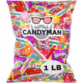 Candyman Candy Mix variety pack bag display with party-ready candies.
