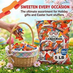 Candyman Easter and holiday candy tray for baskets and egg hunts.