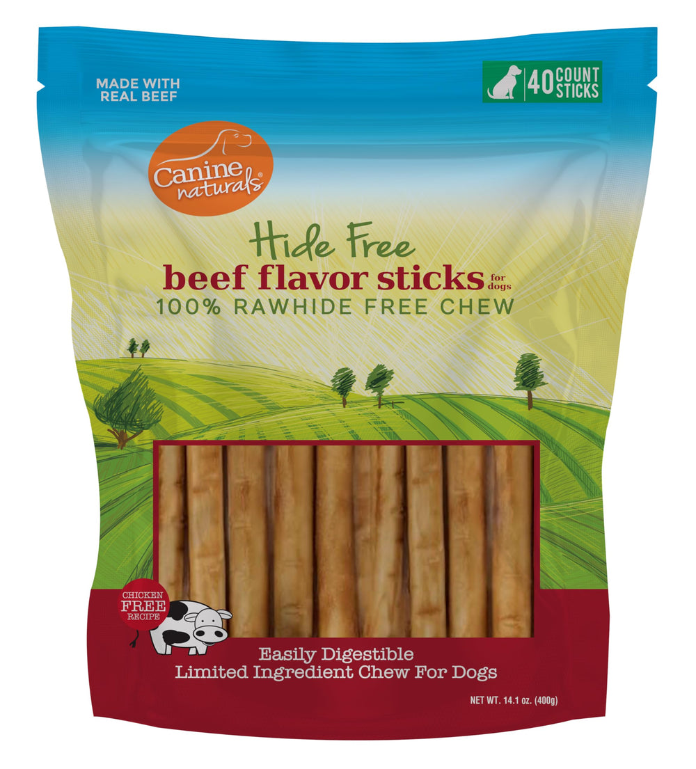 Canine Naturals beef chew 5inch stick promotes healthy chewing and dental care