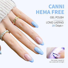 CANNI Baby Blue nails after application showing smooth, glossy finish