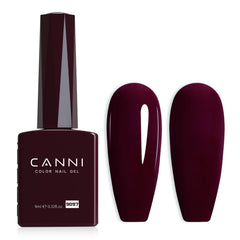CANNI dark red gel nail bottle view shows rich color for precise manicure planning.