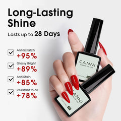 CANNI no-wipe top coat applied on nails with long-lasting shine