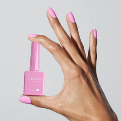 CANNI pink gel nail polish swatches reveal consistent opacity and true color in daylight
