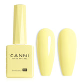 Canni yellow gel nail polish color bottle shows accurate pastel shade selection.