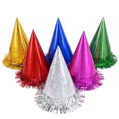 CANREVEL holographic party hats pack for adults with bright colors for festive photos.