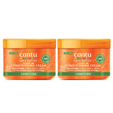 Cantu Leave-In Conditioning Cream bottle highlights pure shea butter for silky, frizz-free hair.