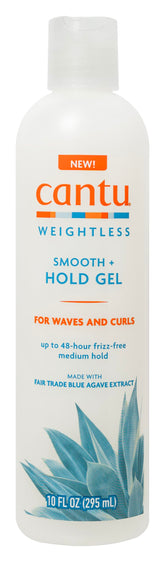 Cantu Weightless Smooth + Hold Gel bottle delivers frizz free curls with flexible hold