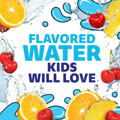 Close-up of Capri Sun Roarin’ Waters label showing flavor and branding.
