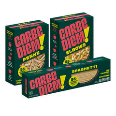CARBE DIEM trio sampler pack front showing variety for tasting lower net carbs
