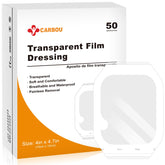CARBOU Transparent Film Dressing close-up of adhesive layer protecting wounds while staying breathable.