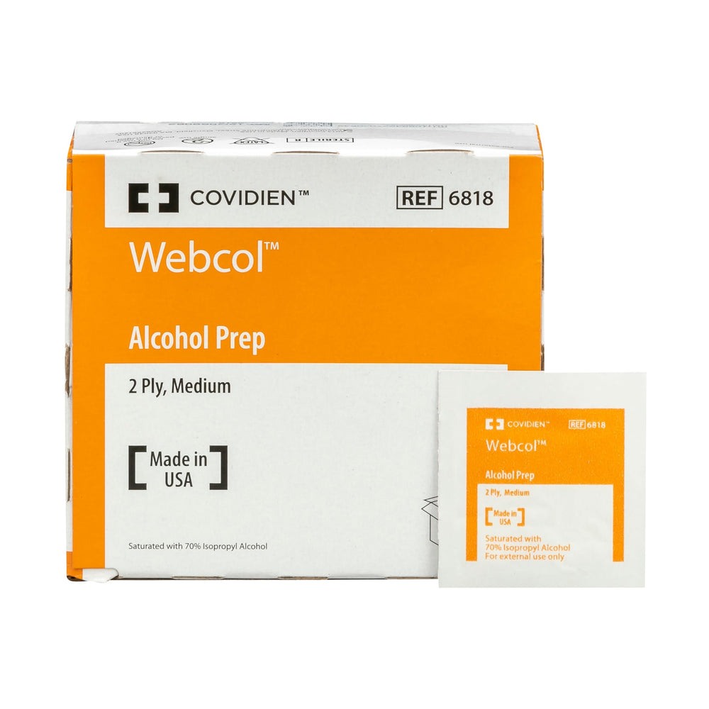 Cardinal Health Webcol alcohol pad with diamond-embossed texture for moderate cleansing