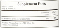 Cardiovascular Research Ferritin Max Absorption iron capsules with 5 mg per capsule for controlled dosing.