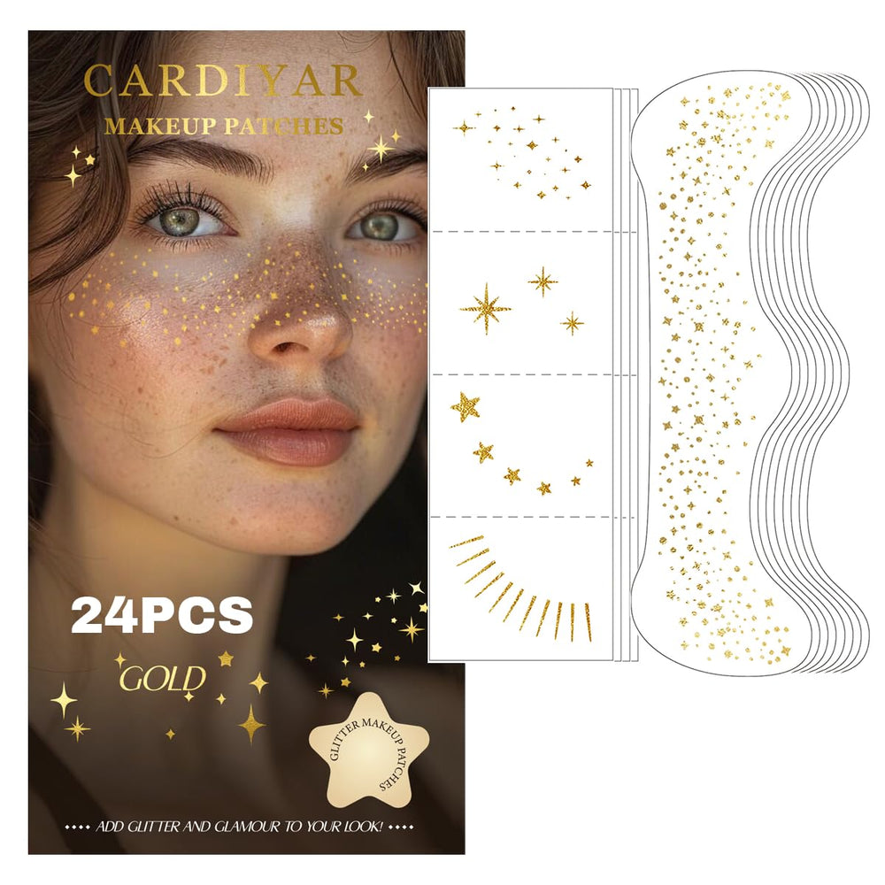 Cardiyar Glitter Freckles gold big patches for bold festival makeup