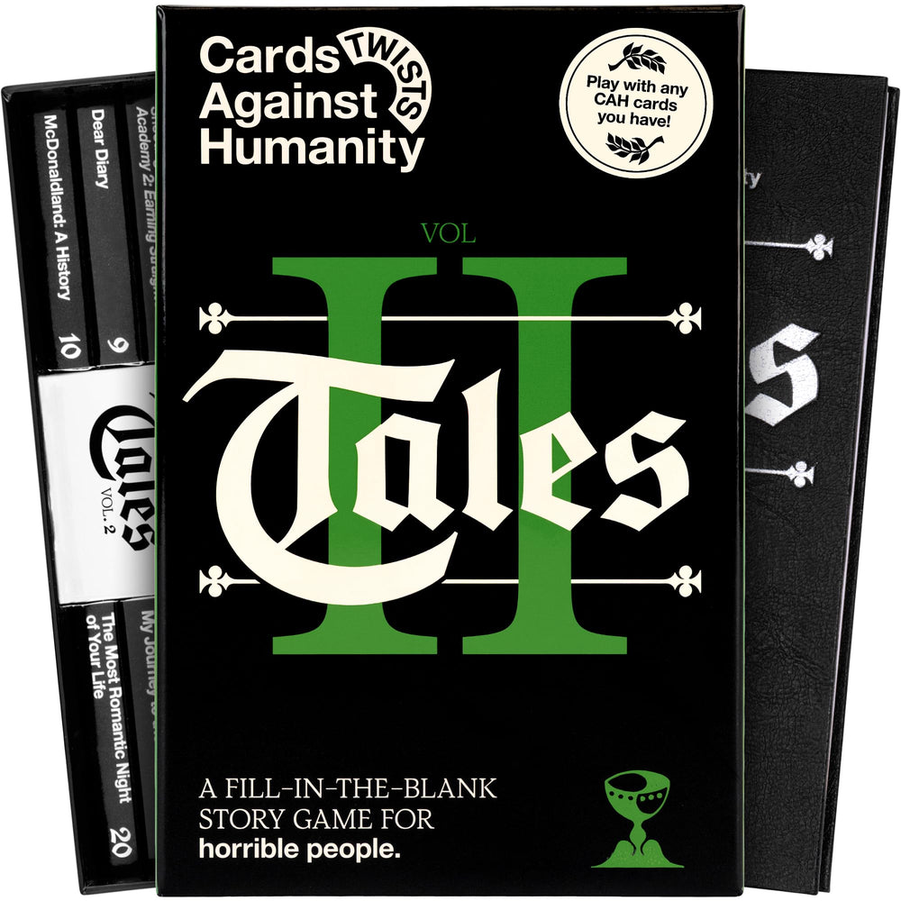 Cards Against Humanity Tales Vol. 2 cover, perfect for lively game nights and social storytelling.