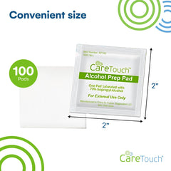 Care Touch 100-pack four-layer wrap highlights leak-proof packaging for everyday portability.