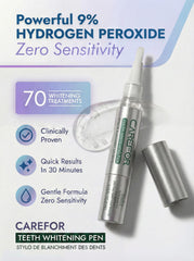 CAREFOR Teeth Whitening Pen with brush applicator for precise, smooth gel application.