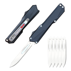 Caressolove automatic scalpel knife with retracting action for quick, safe cuts.