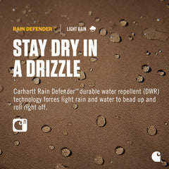 Carhartt durable travel kit exterior with Rain Defender coating suggests water resistance.