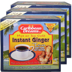Caribbean Dreams ginger tea sachets provide bold, unsweetened flavor for hot or iced enjoyment