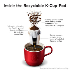 Steaming cup of Caribou Blend Decaf with a smooth aroma