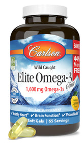 Carlson Elite Omega-3 Gems bottle for daily supplementation and convenience