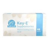 Carlson Key-E Suppositories packaging front shows 48-count box for moisture care
