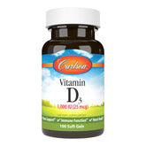 Carlson Vitamin D3 1000 IU softgels bottle for daily bone and muscle support.