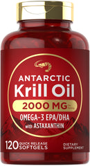 Carlyle Antarctic Krill Oil bottle with 120 softgels for daily wellness.