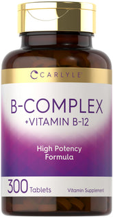Carlyle B-Complex B12 tablets in bottle for daily energy support.
