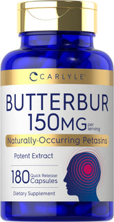 Carlyle Butterbur 150 mg bottle front highlighting neurological support option.