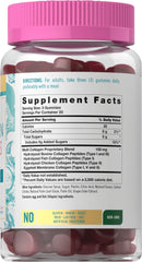 Carlyle Collagen Gummies bottle back nutrition panel listing collagen types I–X