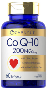 Carlyle CoQ10 200mg softgels bottle for daily wellness