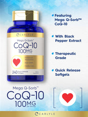 Carlyle CoQ10 gluten-free label indicates non-GMO status.