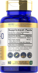 Carlyle CoQ10 bottle with Mega Q-Sorb demonstrates enhanced absorption.