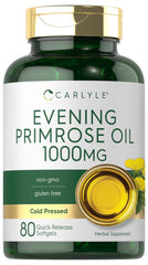 Carlyle Evening Primrose Oil capsules bottle, premium non-GMO formula for daily wellness.