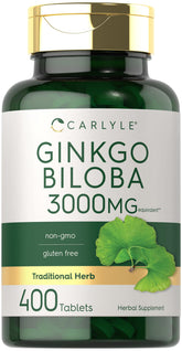 Carlyle Ginkgo Biloba tablets bottle emphasizes easy daily use