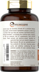 Carlyle label close-up highlighting gluten-free and non-GMO beef liver capsules.