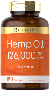 Carlyle hemp oil capsules bottle front, easy daily use