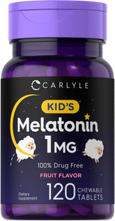 Carlyle Kids Melatonin 1mg chewable tablet with fruit flavor for a calm routine