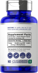Carlyle L Methylfolate bottle back shows supplement facts and ingredients