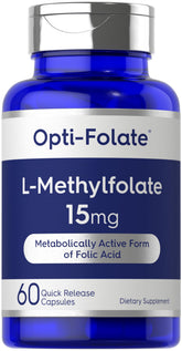 Carlyle L-Methylfolate 15mg bottle cap close-up for easy daily capsules.