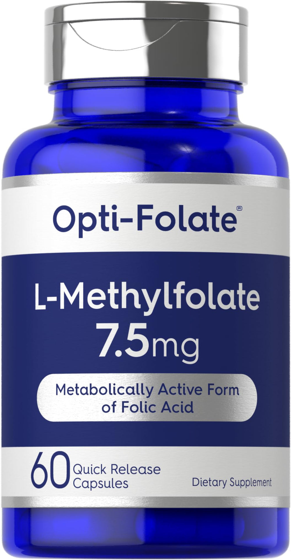Carlyle L-Methylfolate 7.5 mg bottle with capsules for quick daily support.