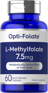 Carlyle L-Methylfolate 7.5 mg bottle with capsules for quick daily support.
