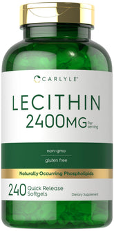 Carlyle Lecithin softgel bottle showing non-GMO gluten-free formula
