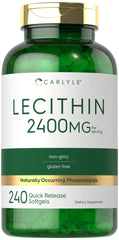 Carlyle Lecithin softgel bottle showing non-GMO gluten-free formula
